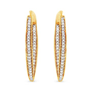 Bids.com 10K Yellow Gold 1/2 Cttw Round-Cut Diamond Modern Hoop Earrings (I-J Color, I2-I3 Clarity) Earrings