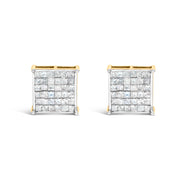 Bids.com 10K Yellow Gold 2.0 Cttw Invisible-Set Princess-Cut Diamond Stud Earrings Earrings