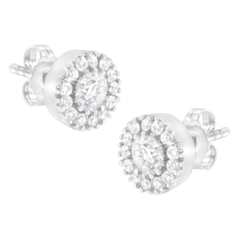 Bids.com 14k White Gold 1 cttw Diamond Halo Stud Earrings (I-J Clarity, I1-I2 Color) Earrings