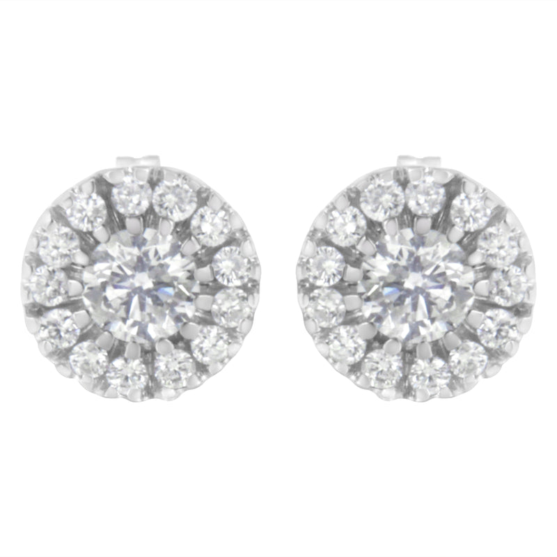 Bids.com 14k White Gold 1 cttw Diamond Halo Stud Earrings (I-J Clarity, I1-I2 Color) Earrings