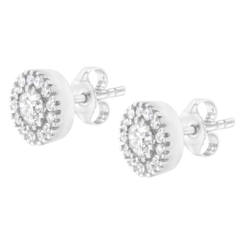 Bids.com 14k White Gold 1 cttw Diamond Halo Stud Earrings (I-J Clarity, I1-I2 Color) Earrings