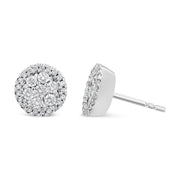 Bids.com AGS Certified 14K White Gold 1.0 Cttw Brilliant-Cut Diamond Halo-Style Cluster Round Button Stud Earrings (G-H Color, I1-I2 Clarity) Earrings