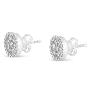 Bids.com AGS Certified 14K White Gold 1.0 Cttw Brilliant-Cut Diamond Halo-Style Cluster Round Button Stud Earrings (G-H Color, I1-I2 Clarity) Earrings