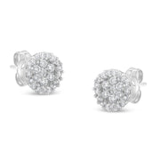 Bids.com 14K White Gold 1/2 Cttw Brilliant-Cut Diamond Halo-Style Cluster Round Button Stud Earrings (H-I Color, I1-I2 Clarity) Earrings