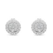 Bids.com 14K White Gold 1/2 Cttw Brilliant-Cut Diamond Halo-Style Cluster Round Button Stud Earrings (H-I Color, I1-I2 Clarity) Earrings