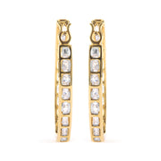 Bids.com 10K Yellow Gold 1.00 Cttw Round and Baguette-Cut Diamond U-Hoop Earrings (H-I Color, SI2-I1 Clarity) Earrings