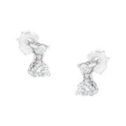 Bids.com 14KT White Gold 1/2 cttw Double Diamond Dangle Stud Earrings (H-I, I1-I2) Earrings