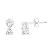 Bids.com 14KT White Gold 1/2 cttw Double Diamond Dangle Stud Earrings (H-I, I1-I2) Earrings