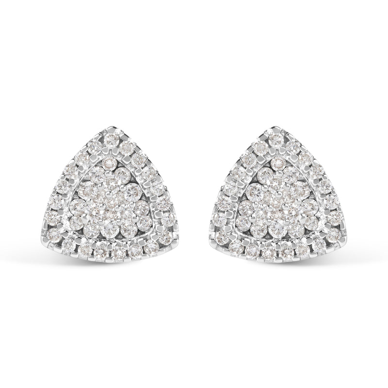 Bids.com 14K White Gold 1/2 cttw Trillion Shaped Diamond Stud Earrings (H-I Clarity, SI2-I1 Color) Earrings