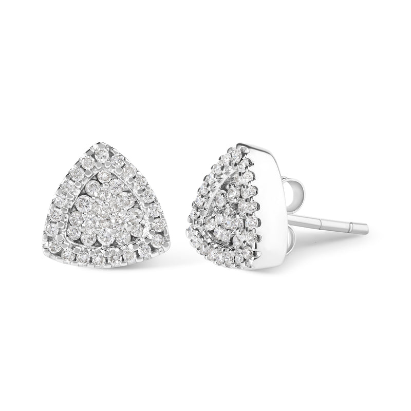 Bids.com 14K White Gold 1/2 cttw Trillion Shaped Diamond Stud Earrings (H-I Clarity, SI2-I1 Color) Earrings