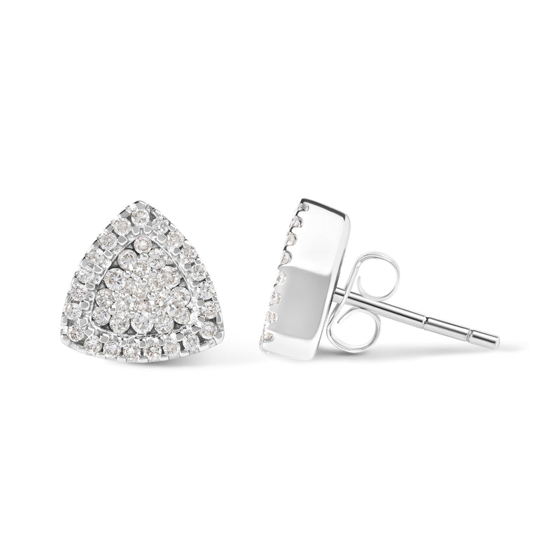 Bids.com 14K White Gold 1/2 cttw Trillion Shaped Diamond Stud Earrings (H-I Clarity, SI2-I1 Color) Earrings