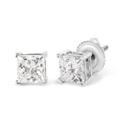 Bids.com 14K White Gold 1 1/2 Cttw Clarity Enhanced Princess Cut Diamond Solitaire Stud Earrings (I-J Color, I1-I2 Clarity) Earrings