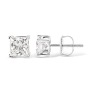 Bids.com 14K White Gold 1 1/2 Cttw Clarity Enhanced Princess Cut Diamond Solitaire Stud Earrings (I-J Color, I1-I2 Clarity) Earrings