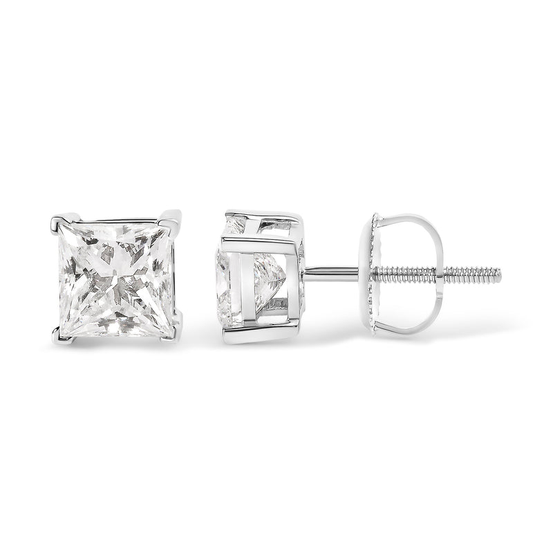 Bids.com 14K White Gold 1 1/2 Cttw Clarity Enhanced Princess Cut Diamond Solitaire Stud Earrings (I-J Color, I1-I2 Clarity) Earrings