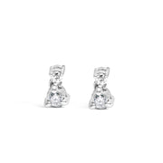 Bids.com 14K White Gold 1/4 Cttw Double Diamond Drop and Dangle Stud Earrings (H-I Color, SI1-SI2 Clarity) Earrings