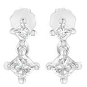 Bids.com 14K White Gold 3/4 cttw Double Diamond Princess-Cut Stud Earrings (I-J Clarity, I2-I3 Color) Earrings
