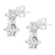 Bids.com 14K White Gold 3/4 cttw Double Diamond Princess-Cut Stud Earrings (I-J Clarity, I2-I3 Color) Earrings