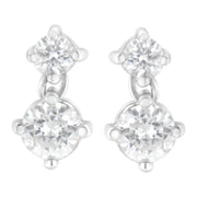Bids.com 14K White Gold 1 cttw Double Diamond Stud Earrings (H-I Clarity, SI2-I1 Color) Earrings