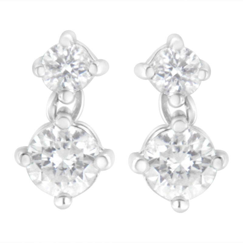 Bids.com 14K White Gold 1 cttw Double Diamond Stud Earrings (H-I Clarity, SI2-I1 Color) Earrings