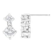 Bids.com 14K White Gold 1 cttw Double Diamond Stud Earrings (H-I Clarity, SI2-I1 Color) Earrings