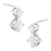 Bids.com 14K White Gold 1 cttw Double Diamond Stud Earrings (H-I Clarity, SI2-I1 Color) Earrings