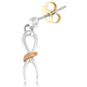 Bids.com 10K Two-Toned Gold Flash Plated .925 Sterling Silver Awareness Ribbon Dangle Earrings Earrings