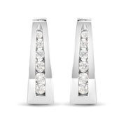 Bids.com 14k White Gold 1/4 Cttw Channel-Set Brilliant Round-Cut Diamond Hoop Earrings (I-J Color, I2-I3 Clarity) Earrings