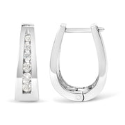 Bids.com 14k White Gold 1/4 Cttw Channel-Set Brilliant Round-Cut Diamond Hoop Earrings (I-J Color, I2-I3 Clarity) Earrings
