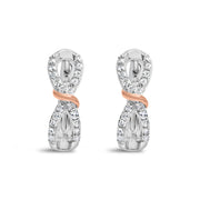 Bids.com 10K White and Rose Gold 1/3 Cttw Diamond Infinite and Ribbon Hoop Earrings (H-I Color, I1-I2 Clarity) Earrings