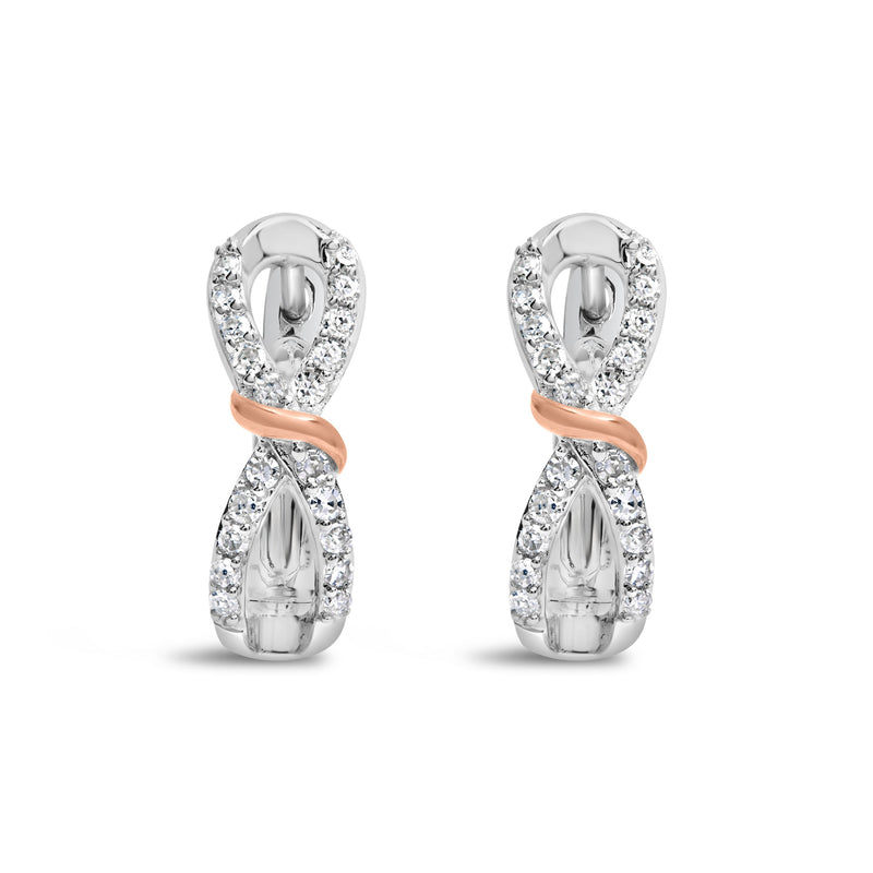 Bids.com 10K White and Rose Gold 1/3 Cttw Diamond Infinite and Ribbon Hoop Earrings (H-I Color, I1-I2 Clarity) Earrings