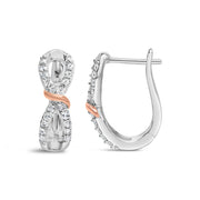 Bids.com 10K White and Rose Gold 1/3 Cttw Diamond Infinite and Ribbon Hoop Earrings (H-I Color, I1-I2 Clarity) Earrings