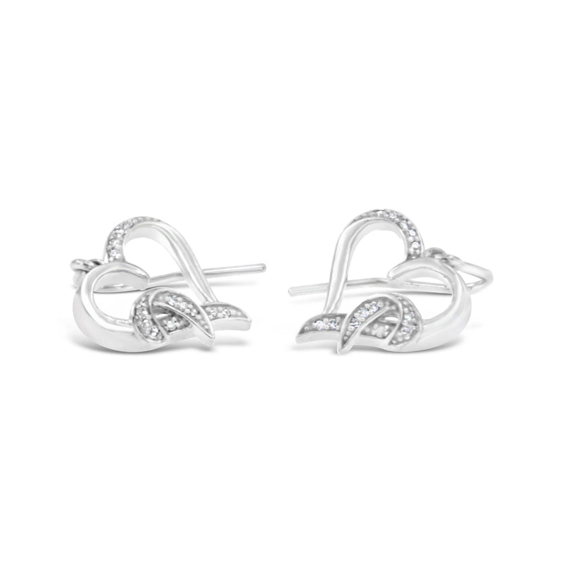 Bids.com Sterling Silver Round Cut Diamond Heart Dangle Earrings (0.09 cttw, H-I Color, I1-I2 Clarity) Earrings