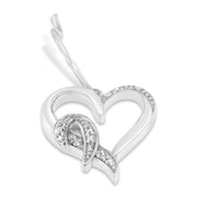 Bids.com Sterling Silver Round Cut Diamond Heart Dangle Earrings (0.09 cttw, H-I Color, I1-I2 Clarity) Earrings