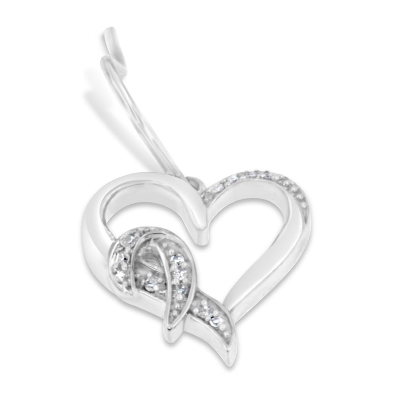 Bids.com Sterling Silver Round Cut Diamond Heart Dangle Earrings (0.09 cttw, H-I Color, I1-I2 Clarity) Earrings