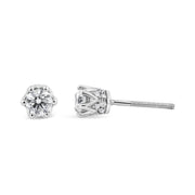 Bids.com 14K White Gold 1/2 Cttw Round Diamond Crown Stud Earring (I-J Color, I1-I2 Clarity) Earrings