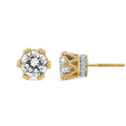 Bids.com 14K Yellow Gold 2.0 Cttw Round Diamond Crown Stud Earrings (I-J Color, I1-I2 Clarity) Earrings