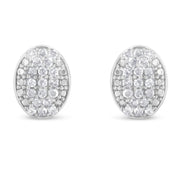 Bids.com Sterling Silver Round Diamond Oval Cluster Earrings (1/2 cttw, I-J Color, I2-I3 Clarity) Earrings