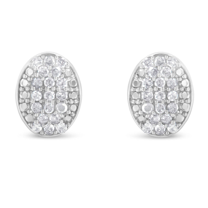 Bids.com Sterling Silver Round Diamond Oval Cluster Earrings (1/2 cttw, I-J Color, I2-I3 Clarity) Earrings