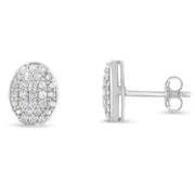 Bids.com Sterling Silver Round Diamond Oval Cluster Earrings (1/2 cttw, I-J Color, I2-I3 Clarity) Earrings