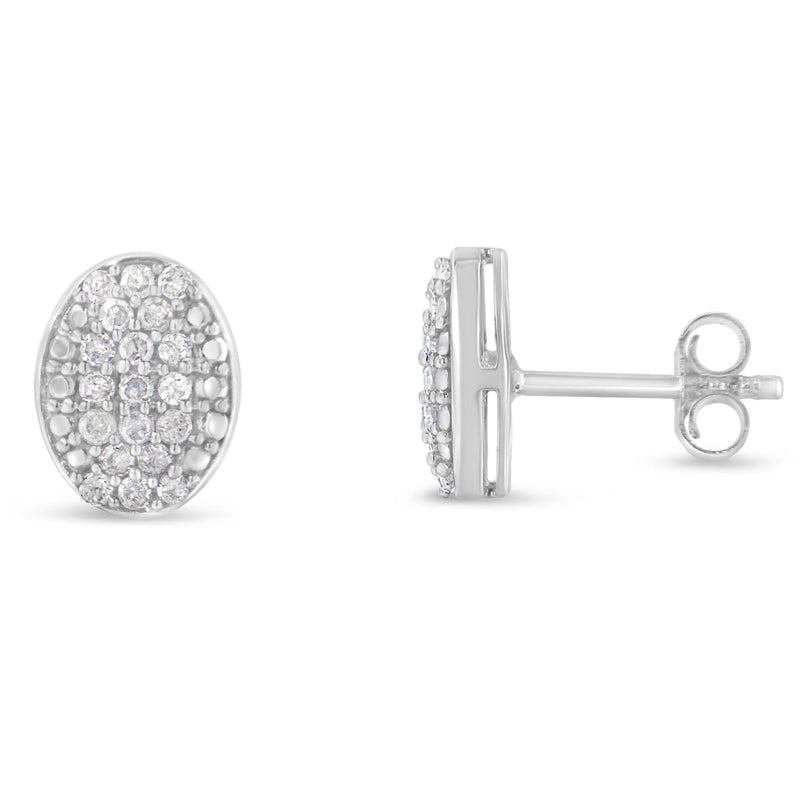 Bids.com Sterling Silver Round Diamond Oval Cluster Earrings (1/2 cttw, I-J Color, I2-I3 Clarity) Earrings