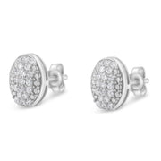 Bids.com Sterling Silver Round Diamond Oval Cluster Earrings (1/2 cttw, I-J Color, I2-I3 Clarity) Earrings
