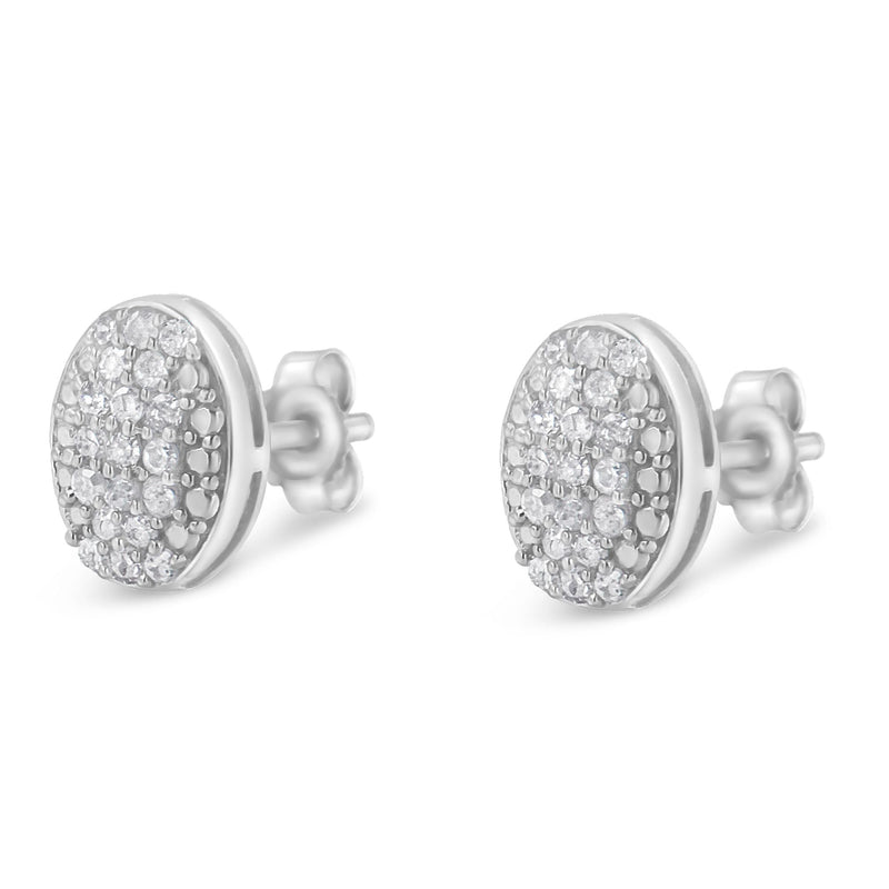 Bids.com Sterling Silver Round Diamond Oval Cluster Earrings (1/2 cttw, I-J Color, I2-I3 Clarity) Earrings