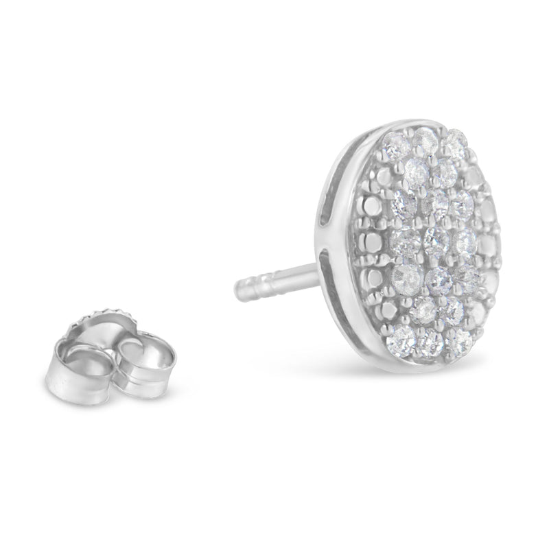 Bids.com Sterling Silver Round Diamond Oval Cluster Earrings (1/2 cttw, I-J Color, I2-I3 Clarity) Earrings