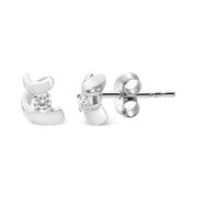 Bids.com .925 Sterling Silver Round Cut Diamond Fashion Stud Earrings (0.10 cttw, I-J Color, I2-I3 Clarity) Earrings