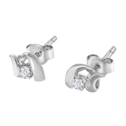 Bids.com .925 Sterling Silver Round Cut Diamond Fashion Stud Earrings (0.10 cttw, I-J Color, I2-I3 Clarity) Earrings