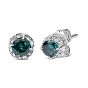 Bids.com 14K White Gold 1/2 cttw White and Treated Blue Round Diamond Earrings (I-J I2-I3) Earrings