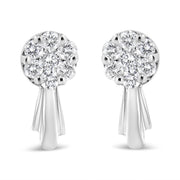Bids.com 14K White Gold 3/4 Cttw Diamond Floral Cluster Drop and Dangle Stud Earrings (H-I Color, I1-I2 Clarity) Earrings