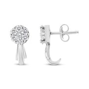 Bids.com 14K White Gold 3/4 Cttw Diamond Floral Cluster Drop and Dangle Stud Earrings (H-I Color, I1-I2 Clarity) Earrings
