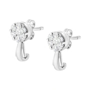 Bids.com 14K White Gold 3/4 Cttw Diamond Floral Cluster Drop and Dangle Stud Earrings (H-I Color, I1-I2 Clarity) Earrings