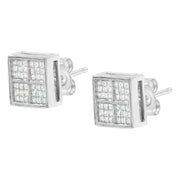 Bids.com 14K White Gold 1/2 Cttw Princess Diamond Composite Box Shape Milgrain Stud Earrings (H-I Color, SI1-SI2 Clarity) Earrings